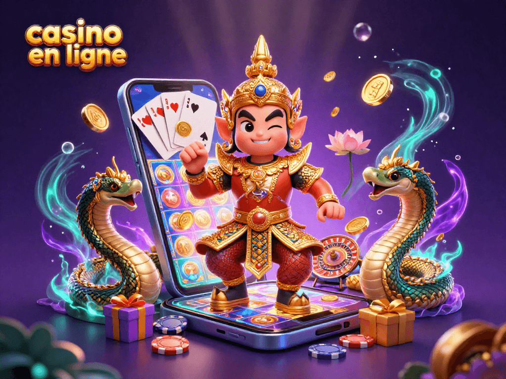 Gagnez avec casino en ligne et des jeux captivants à travers une illustration vibrante.
