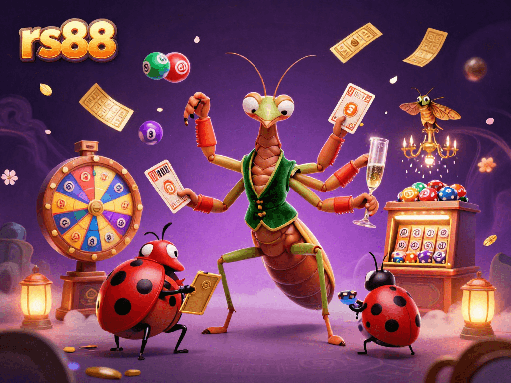 Engage with rs88's vibrant lottery scene, featuring dynamic game elements and animated characters.