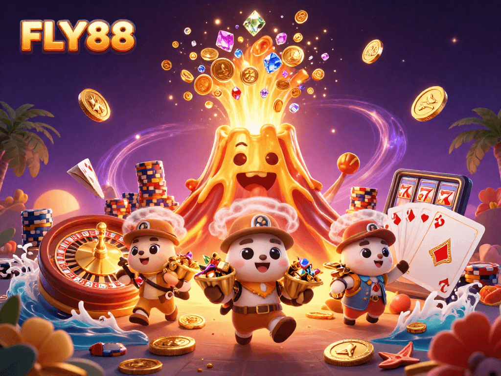 Experience FLY88's thrilling treasure eruption with an enchanting casino atmosphere.