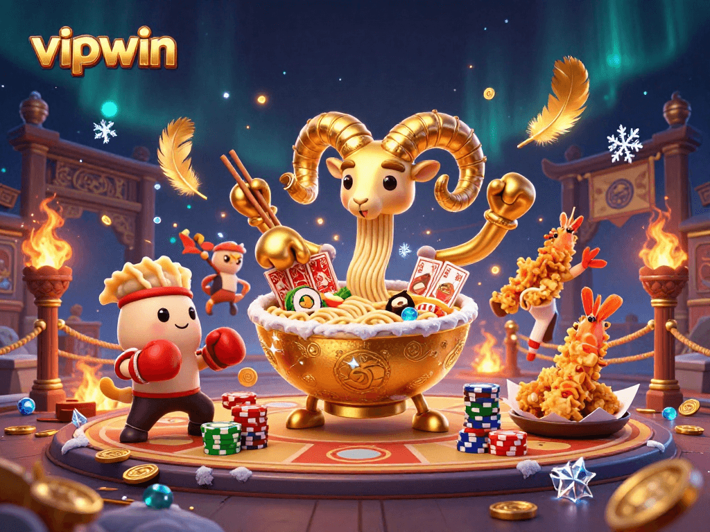 Engage with vipwin's dynamic gaming scene featuring colorful casino characters and elements.